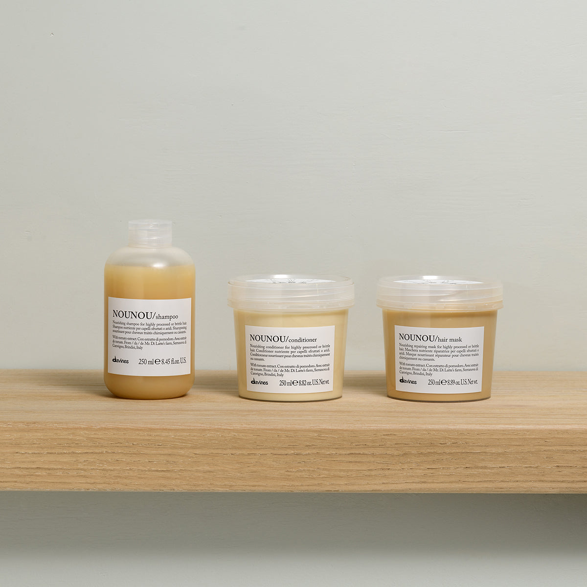 Davines NOUNOU Shampoo - Shampoo nutritivo para cabello maltratado.