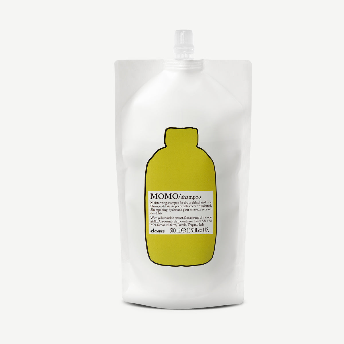 Davines MOMO Shampoo Refill - Shampoo hidratante para cabello seco o deshidratado.