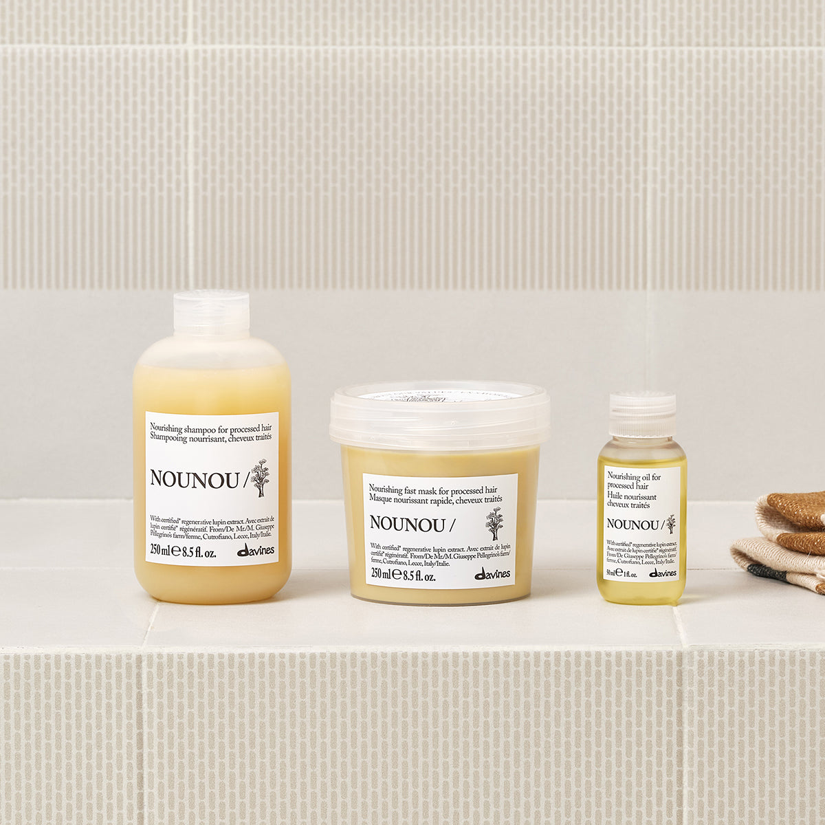 
Davines NOUNOU Mask - Mascarilla nutritiva de acción rápida para cabello maltratado