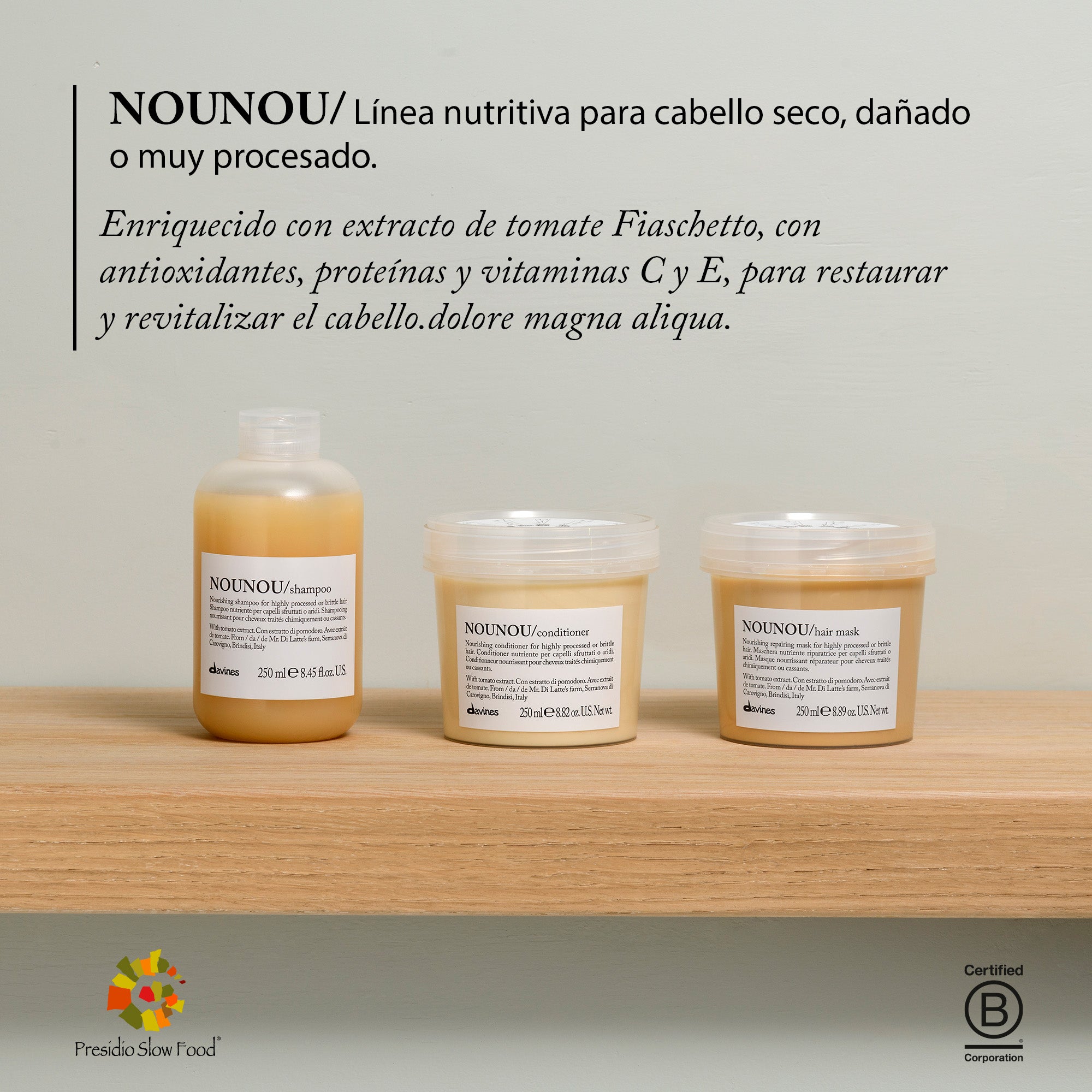 
Davines NOUNOU Shampoo - Shampoo nutritivo para cabello maltratado.