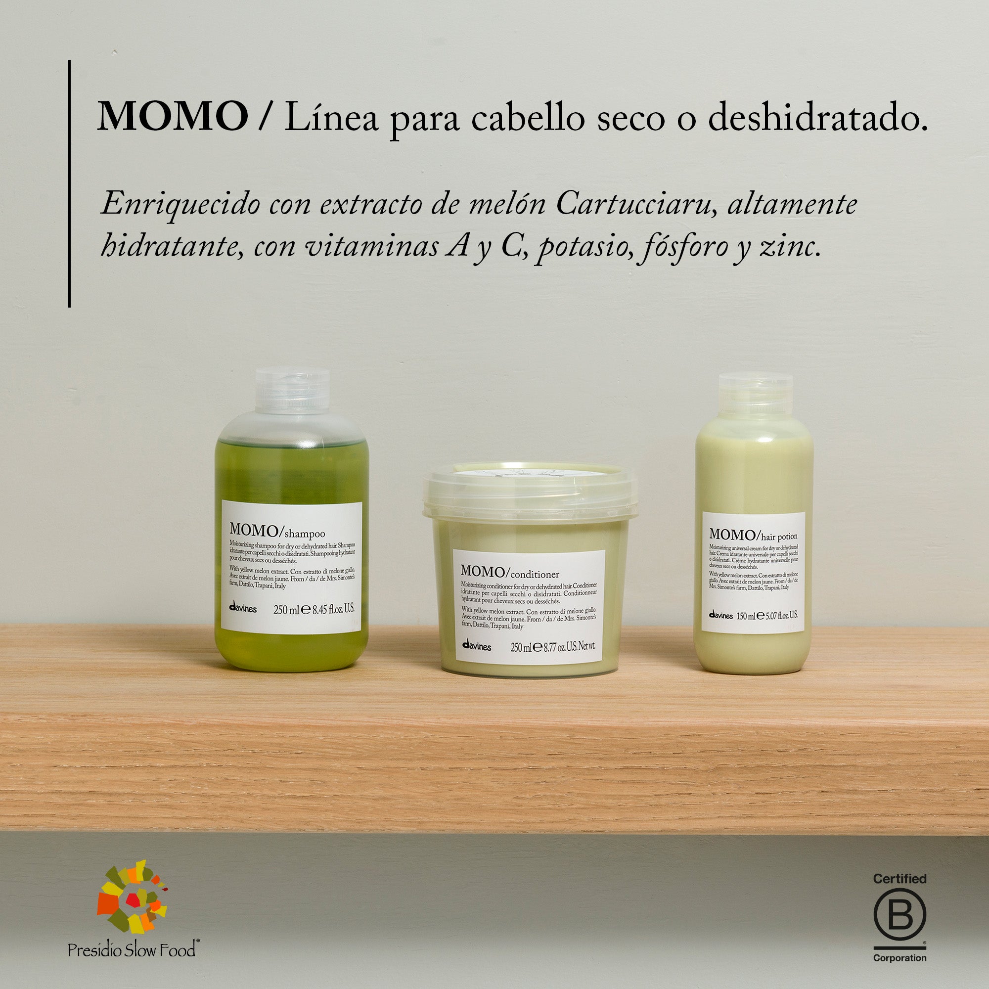 
Davines MOMO Shampoo - Shampoo hidratante para cabello seco o deshidratado.